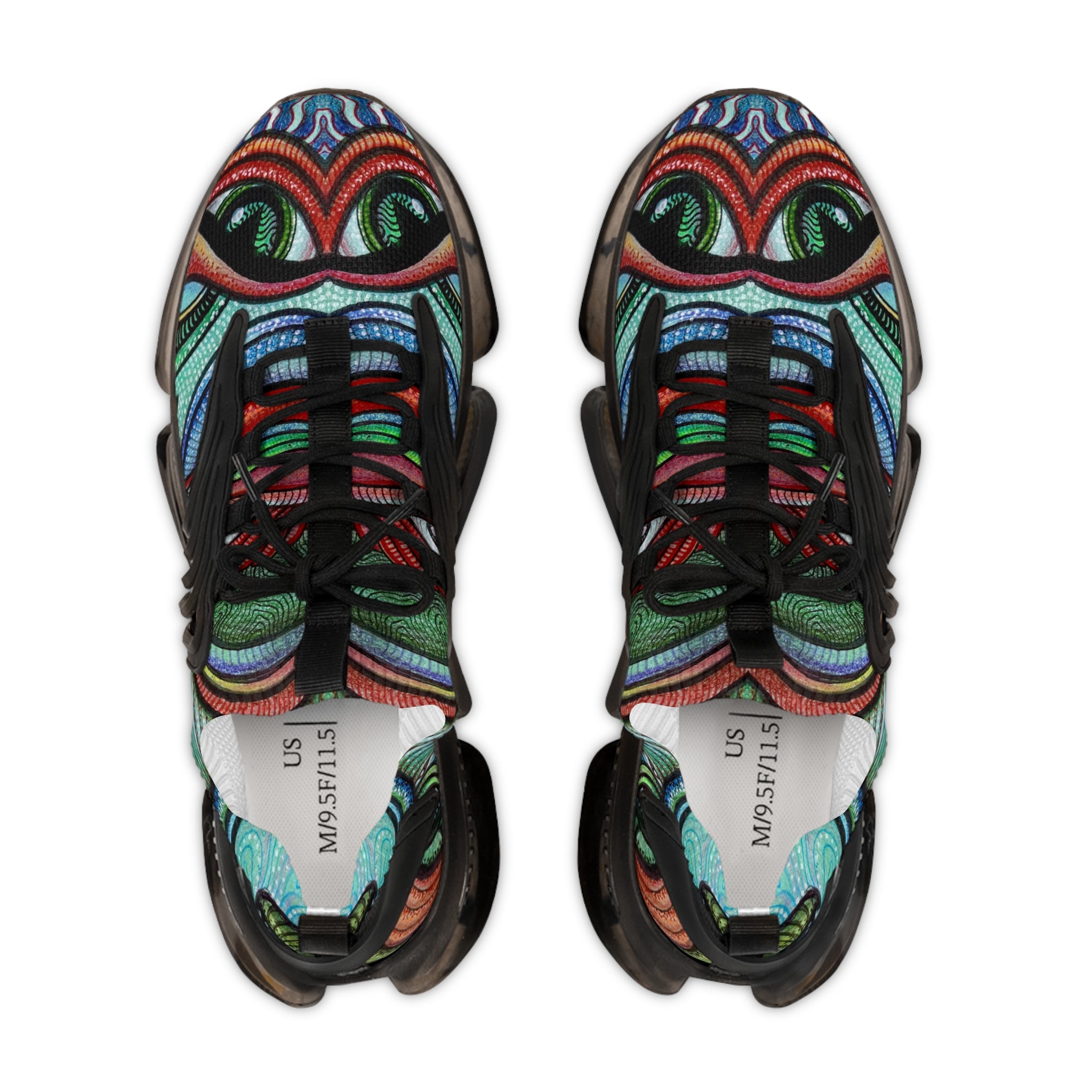 Men's Mesh Sneakers — Vibrant Tribal Print Athletic Shoes