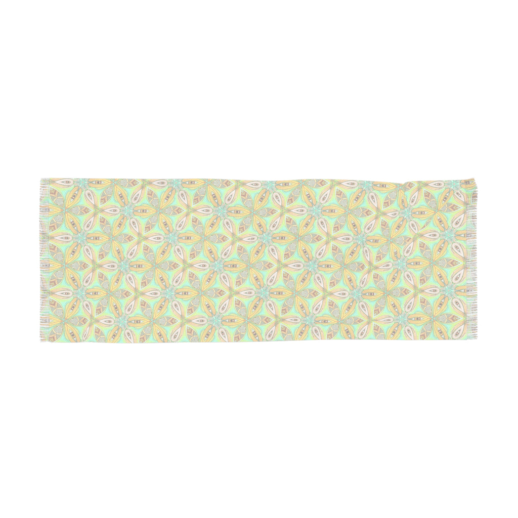 Light Scarf — Yellow Floral Geometric Lightweight Scarf #sa3452