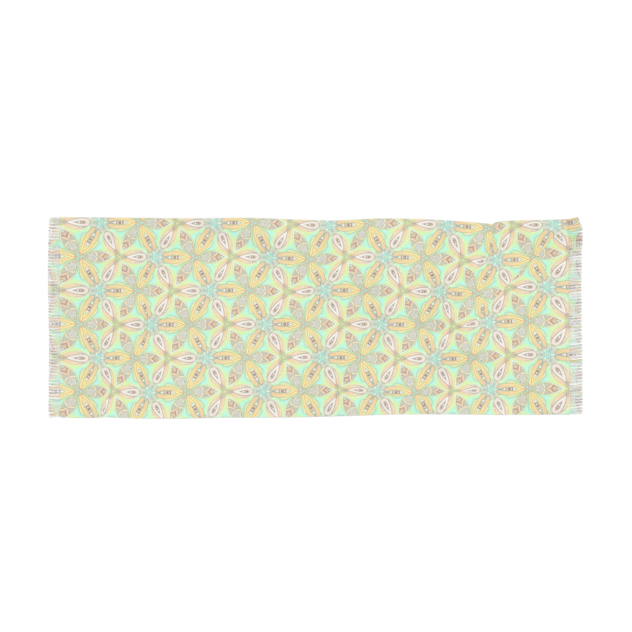 Light Scarf — Yellow Floral Geometric Lightweight Scarf #sa3452