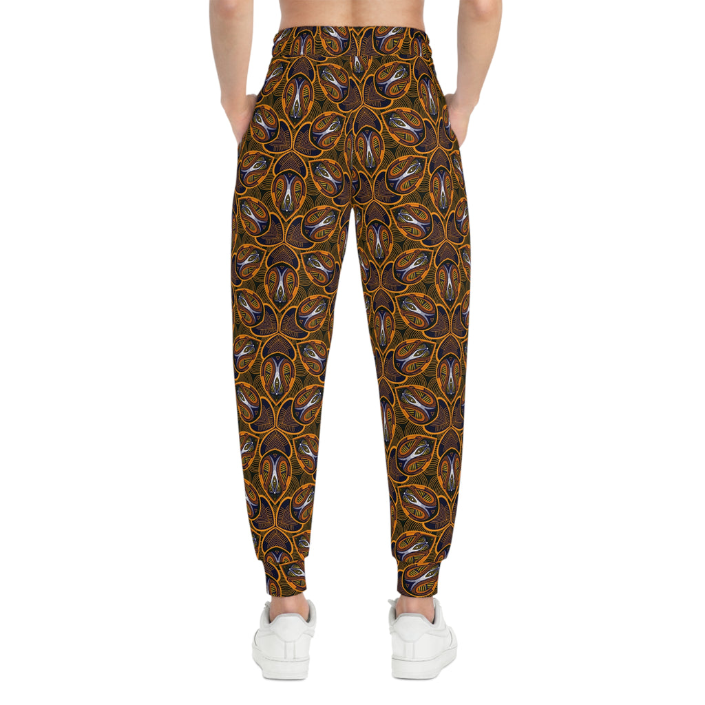 Brown Boho Floral Athletic Joggers – All-Over Print Patterned Sweatpants #ik76337