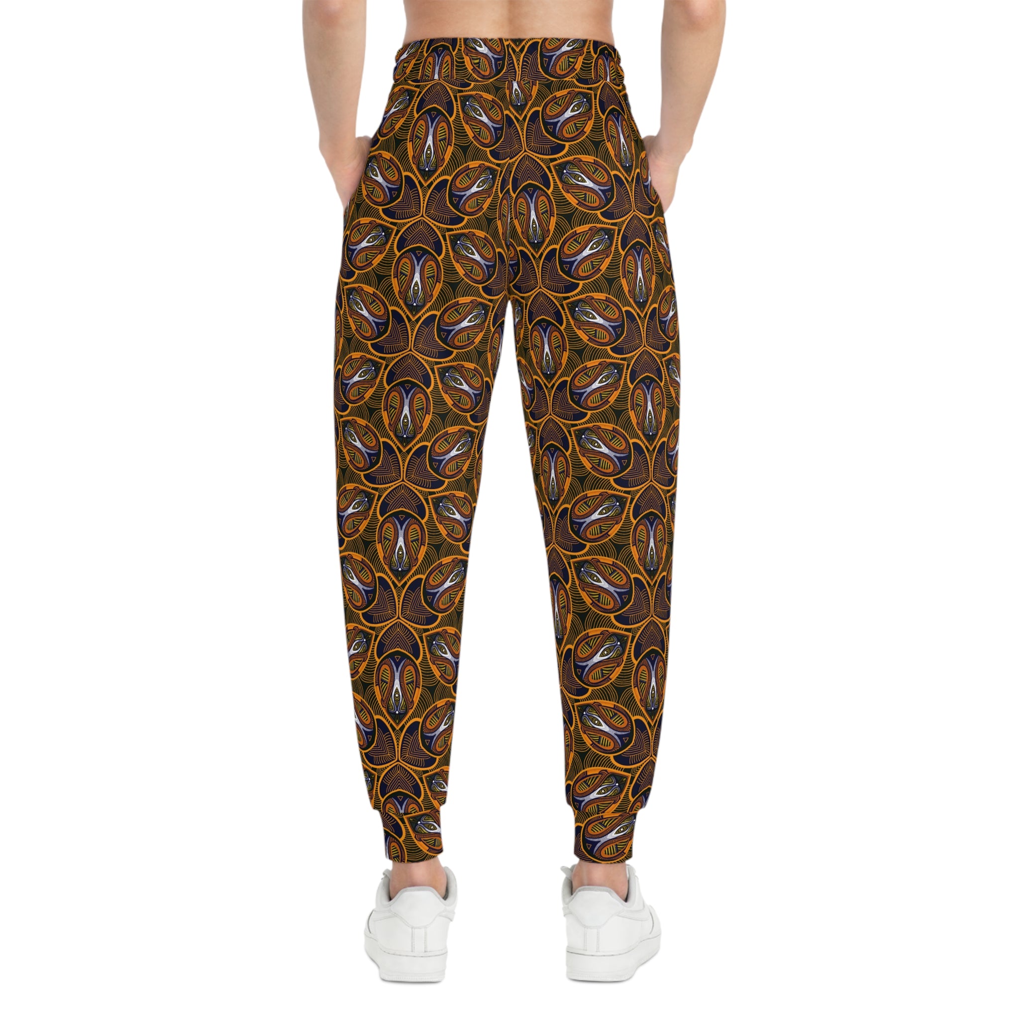 Brown Boho Floral Athletic Joggers – All-Over Print Patterned Sweatpants #ik76337