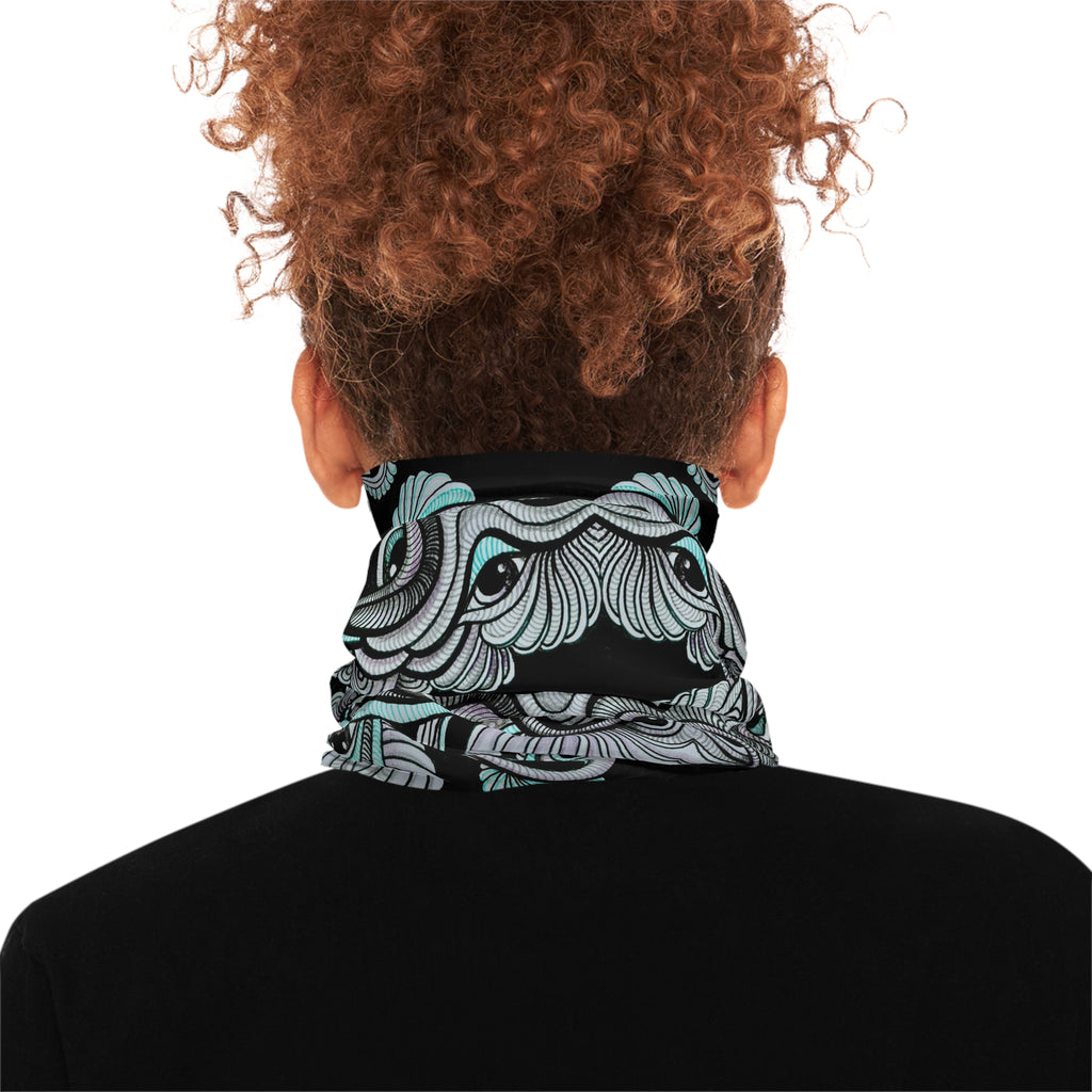 Neck Gaiter — Retro Floral Geometric Pattern in Lavender & Peach