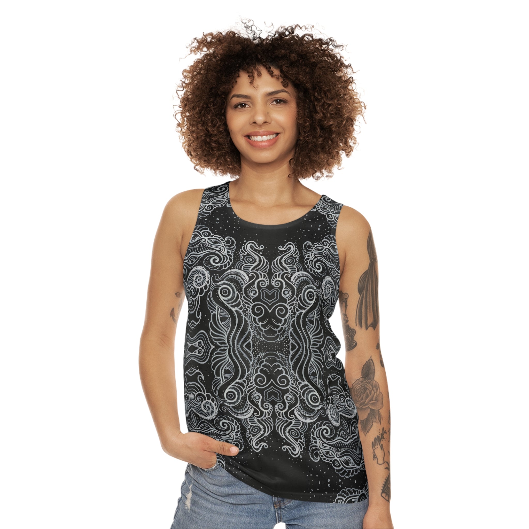 Intricate Black & White Mandala Tank #t23