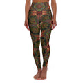 High-Waist Yoga Leggings — Earthy Kaleidoscope Pattern #q345