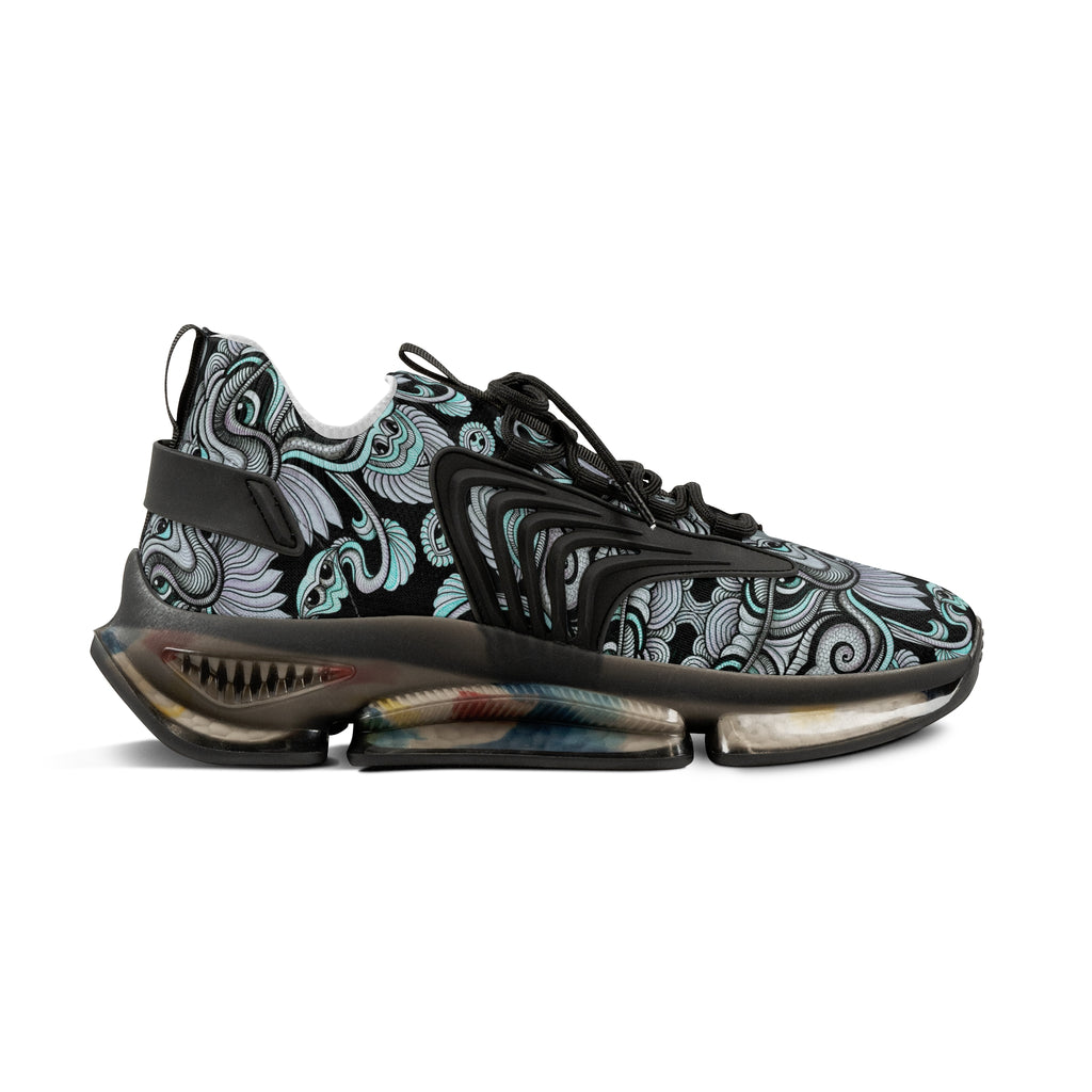 Men's Mesh Sneakers — Abstract Swirl Pattern Athletic Shoes #jf9765