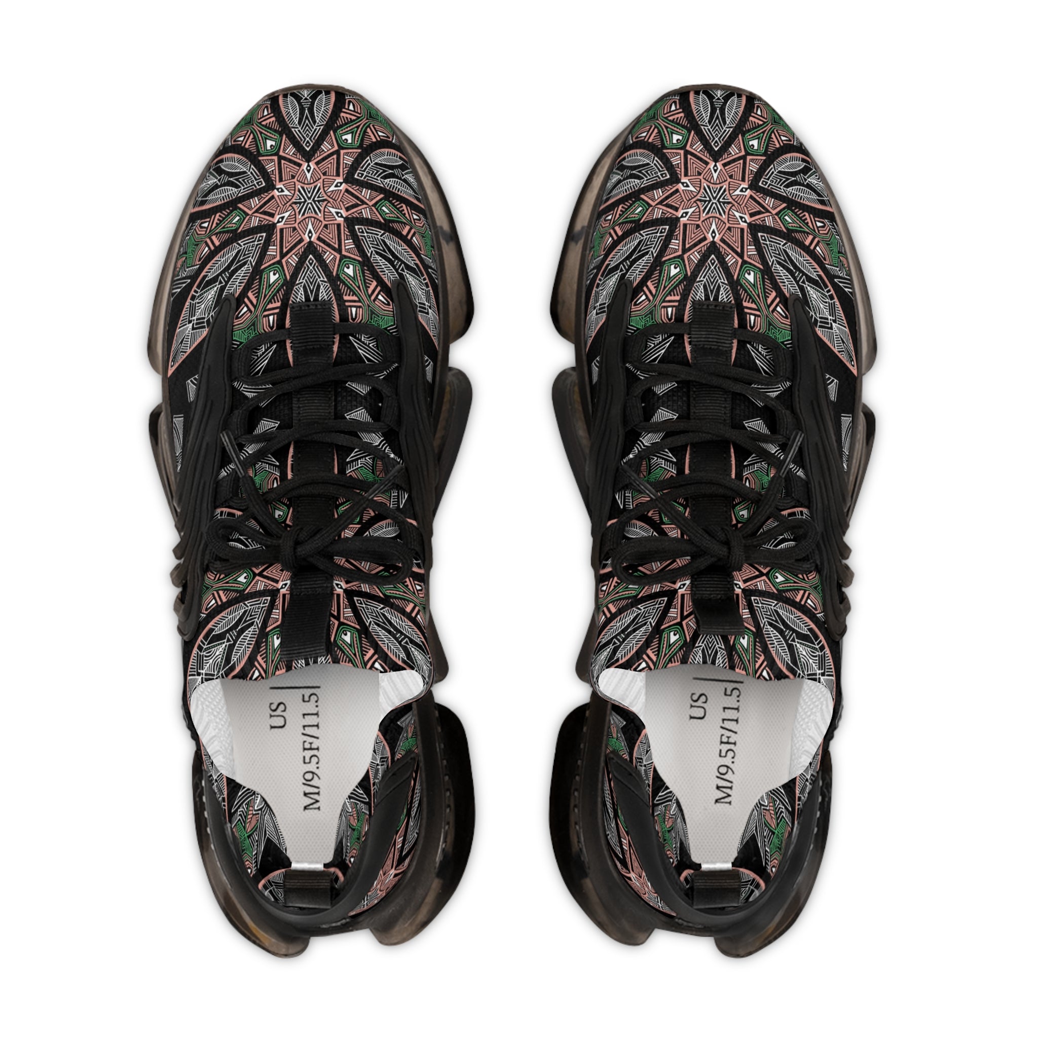 Men's Mesh Sneakers — Kaleidoscope Floral Athletic Shoes #ss2586443