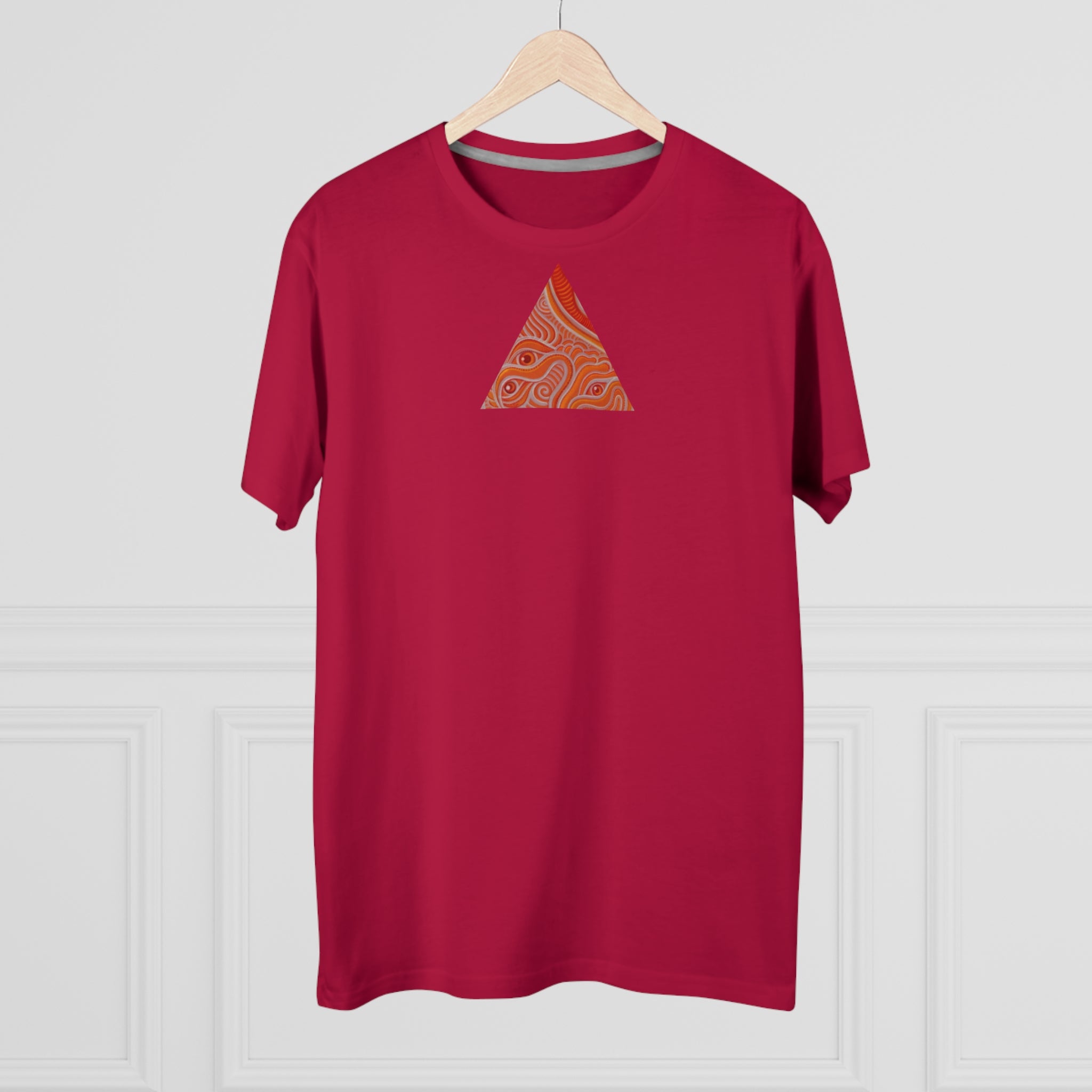 Men's Tee — Red Geometric Triangle Pattern #dm52986