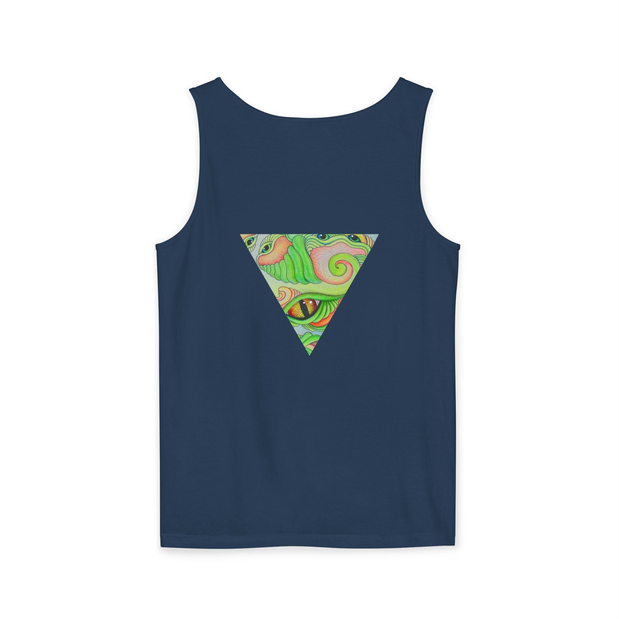 Psychedelic Triangle Tank Top — Green Swirl Eye Graphic #hg772225566