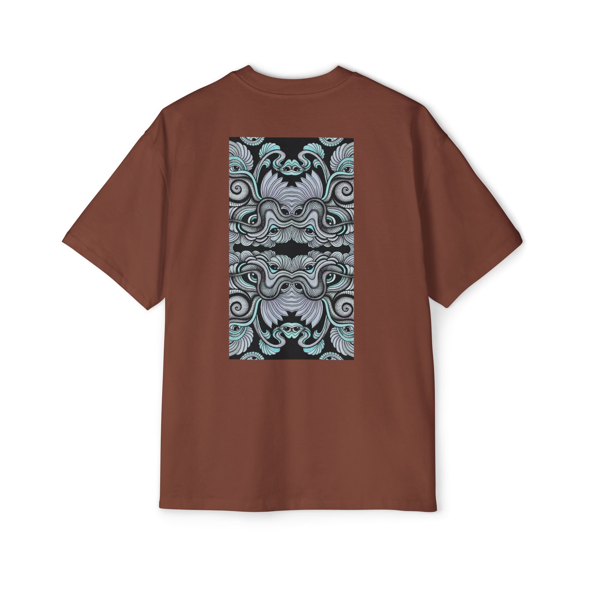 Men's Oversized Tee — Geometric Wave Pattern Diamond & Back Panel Graphic #gwp21