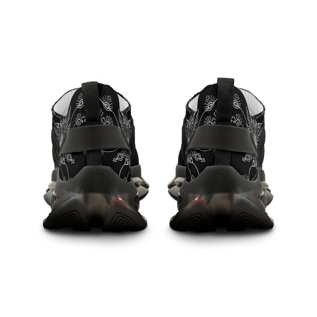 Mesh Sneakers — Black Mandala Athletic Shoes for Men #g76468