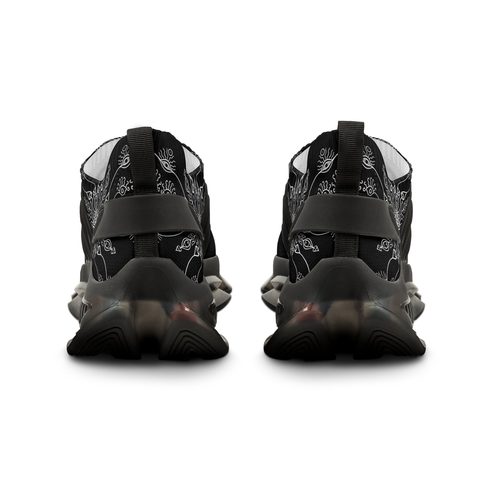 Mesh Sneakers — Black Mandala Athletic Shoes for Men #g76468