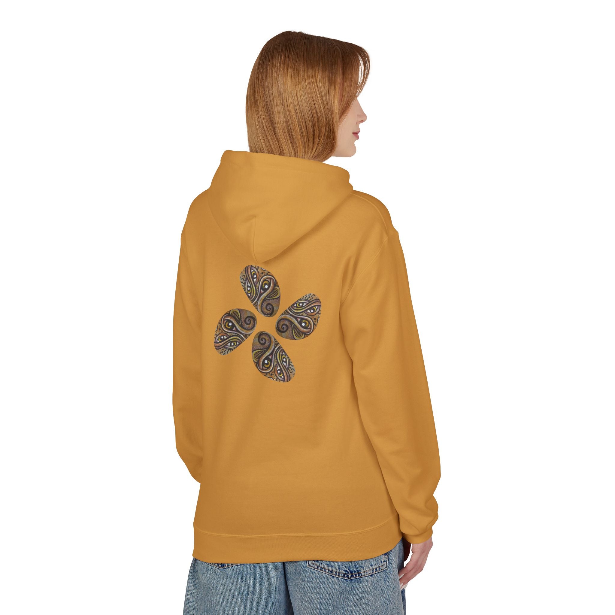 Leaf Pattern Hoodie — Boho Tribal Feather Design Pullover #f8635678