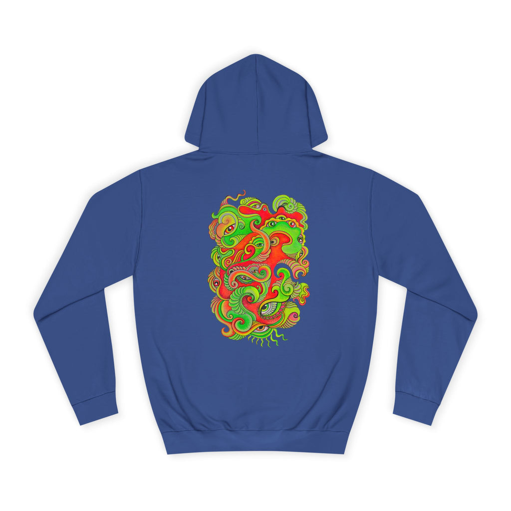 Psychedelic Swirl Hoodie — Retro Green & Red Abstract Graphic #f987456
