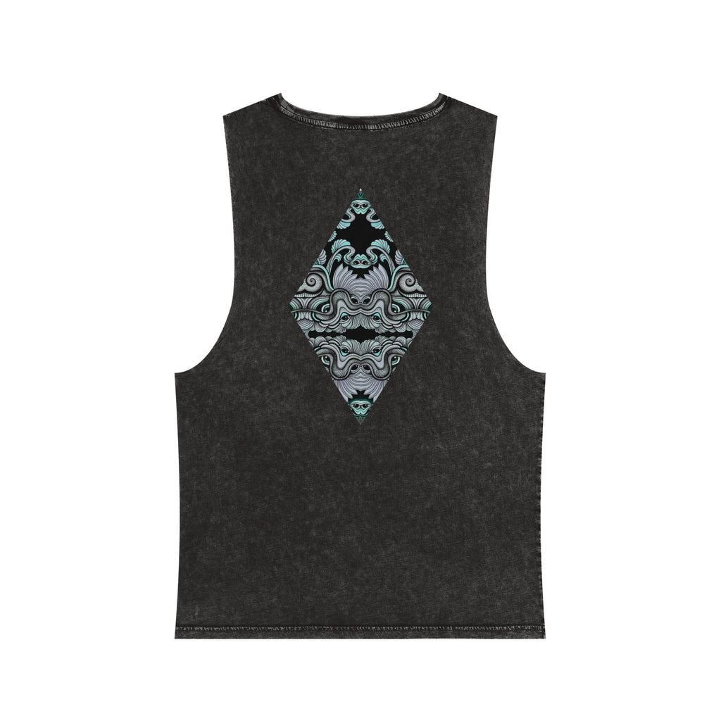 Stonewash Tank Top with Ornate Keyhole Design #sdxv24498