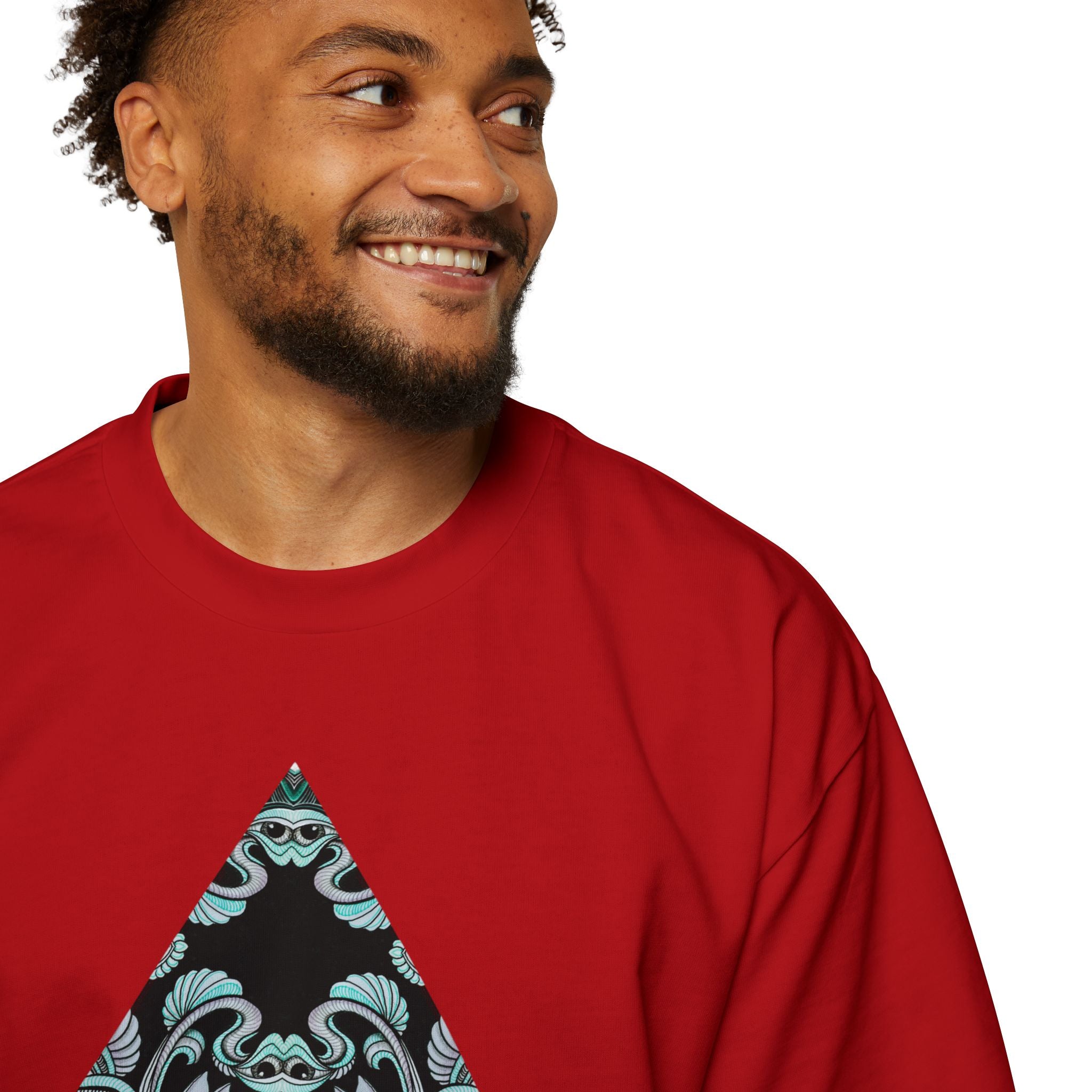 Men's Oversized Tee — Geometric Wave Pattern Diamond & Back Panel Graphic #gwp21