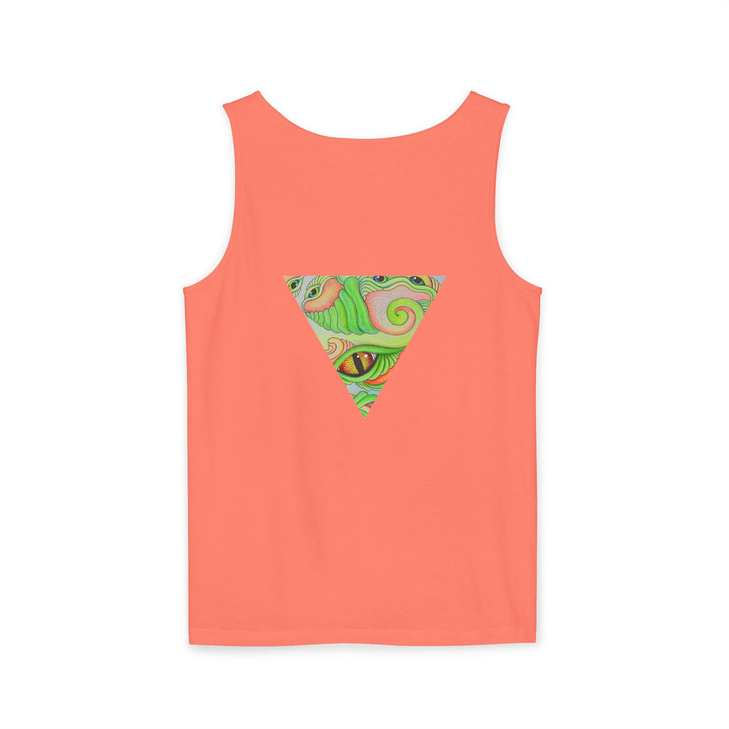 Psychedelic Triangle Tank Top — Green Swirl Eye Graphic #hg772225566