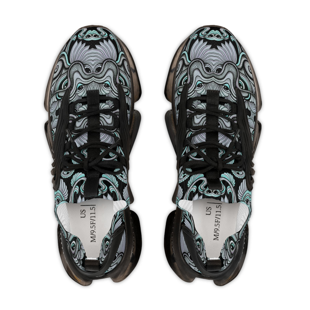 Men's Mesh Sneakers — Abstract Swirl Pattern Athletic Shoes #jf9765