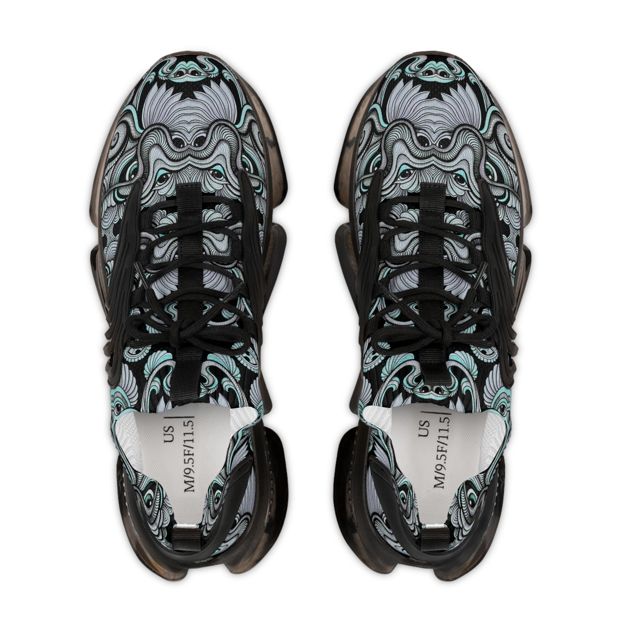 Men's Mesh Sneakers — Abstract Swirl Pattern Athletic Shoes #jf9765
