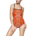 Orange Abstract Swimsuit — Retro Groovy One-Piece for Women #kg9753