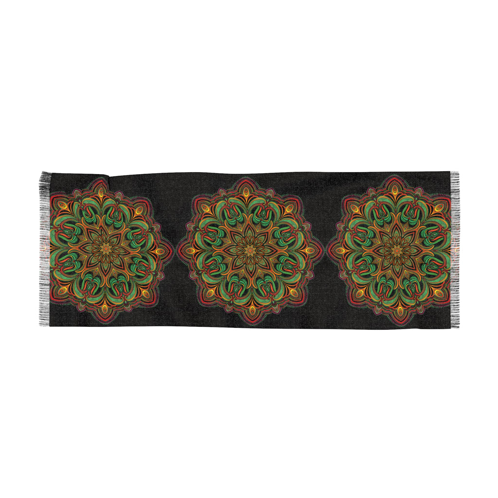 Mandala Light Scarf — Boho Floral Fringe Scarf for Fall & Gift Giving #h32875