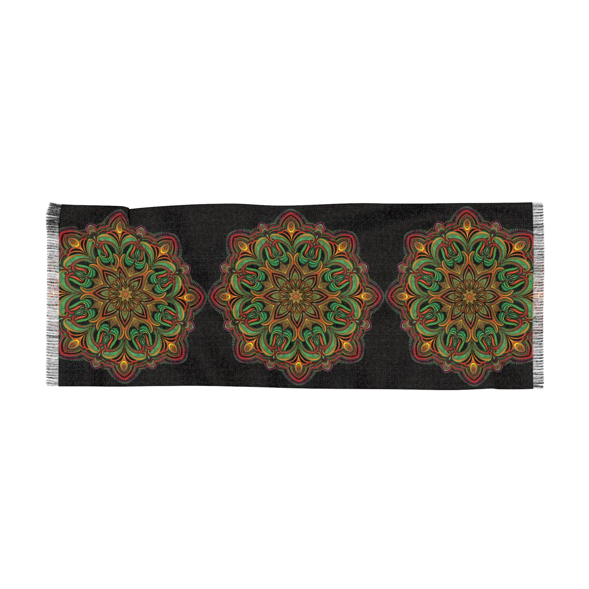 Mandala Light Scarf — Boho Floral Fringe Scarf for Fall & Gift Giving #h32875