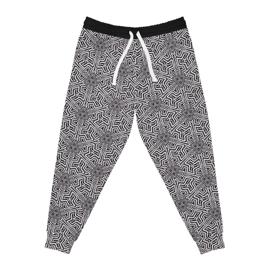 Geometric Maze Athletic Joggers — Black & White All-Over-Print #ah3