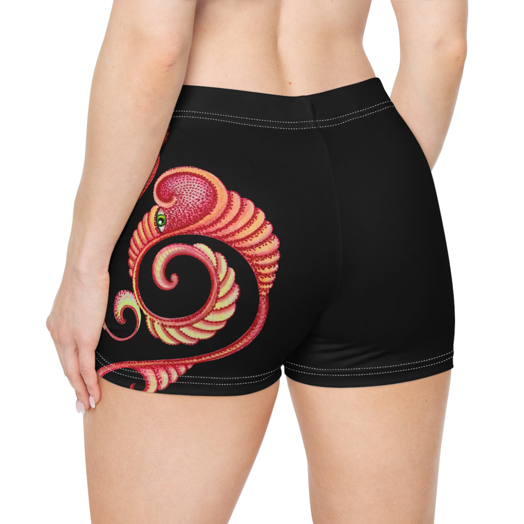 Black Women’s Swim Shorts with Vibrant Paisley Mandala Accent#hdr7590