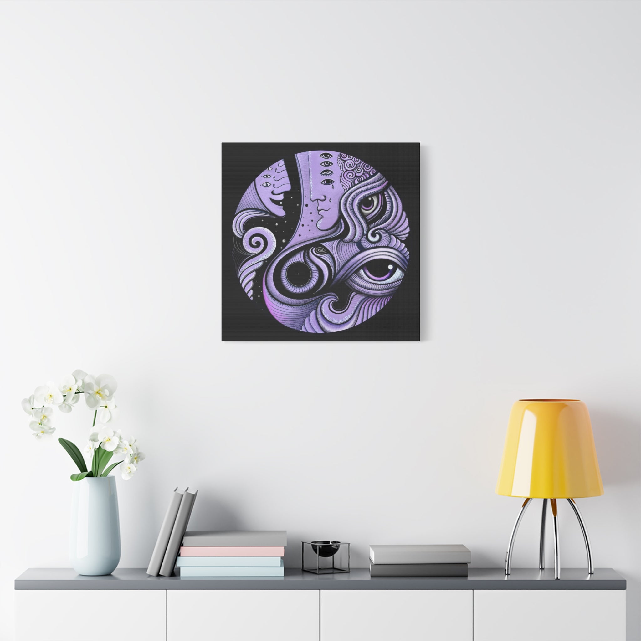 Psychedelic Moon Face Canvas | Matte Stretched Wall Art