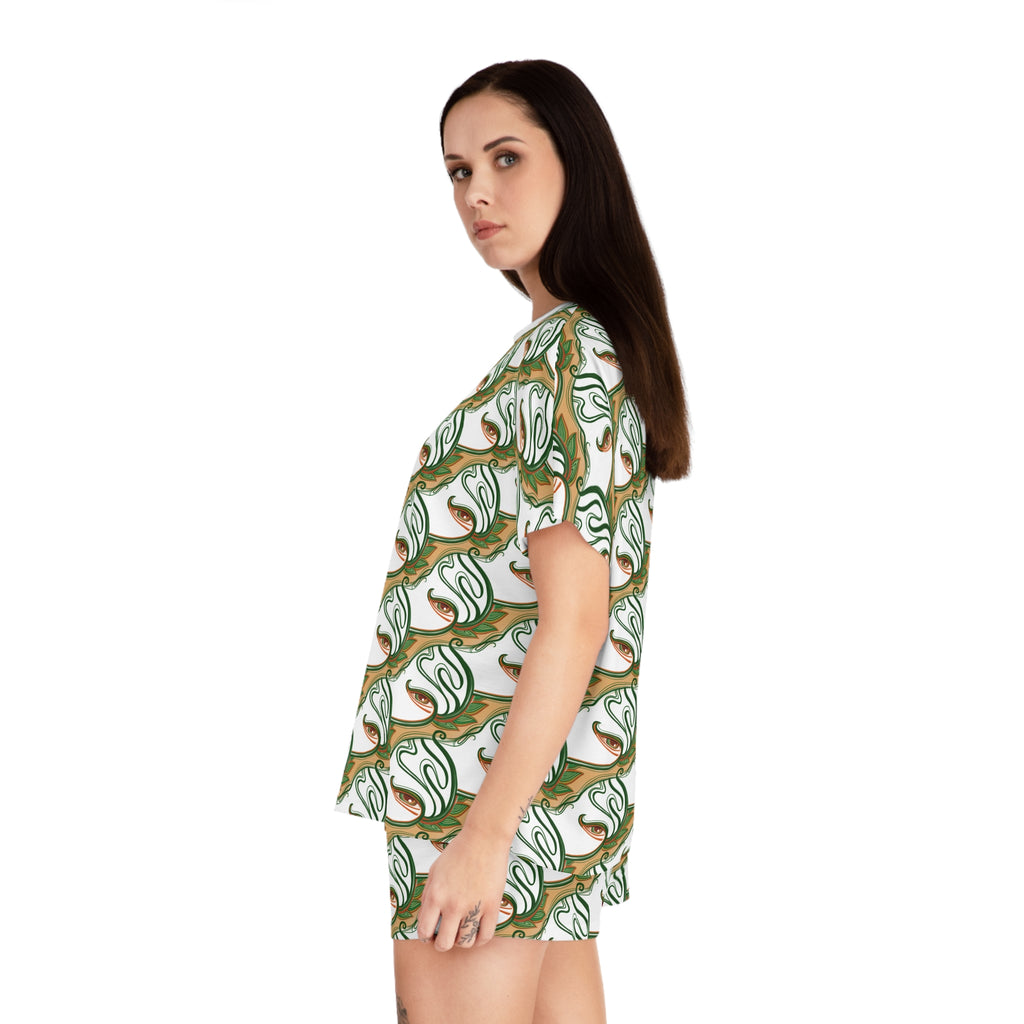 Floral Vines Women’s Pajama Set — Short Sleeve & Shorts All-Over Print #gf6539
