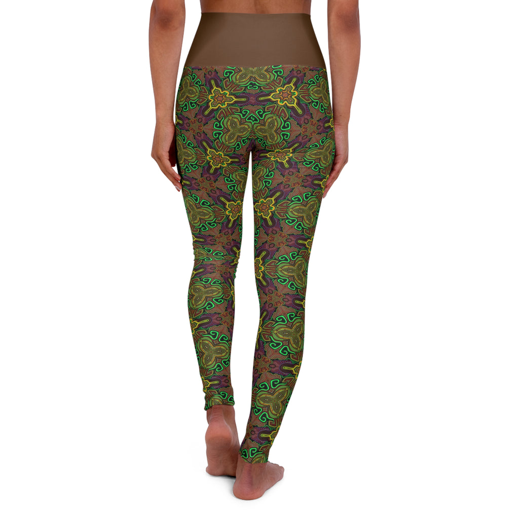 High-Waisted Floral Mosaic Yoga Leggings — Stretchy All-Over-Print Activewear #l4