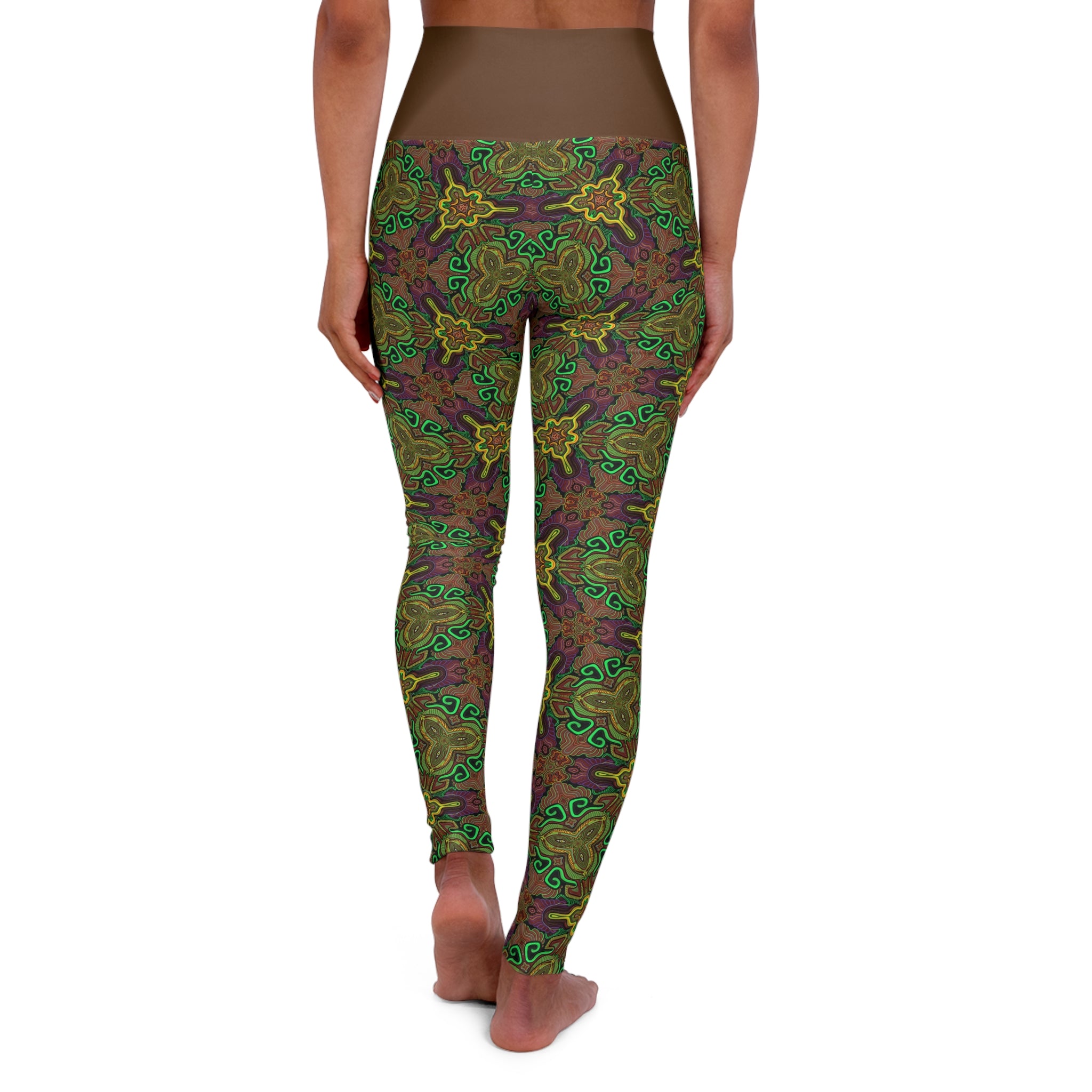High-Waisted Floral Mosaic Yoga Leggings — Stretchy All-Over-Print Activewear #l4