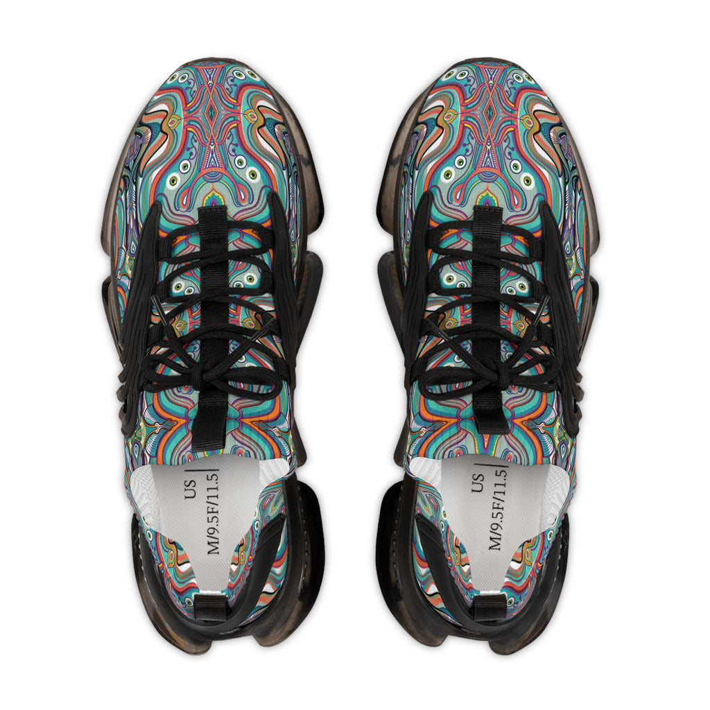 Men's Mesh Sneakers — Colorful Psychedelic Swirl Athletic Shoes #xc46097