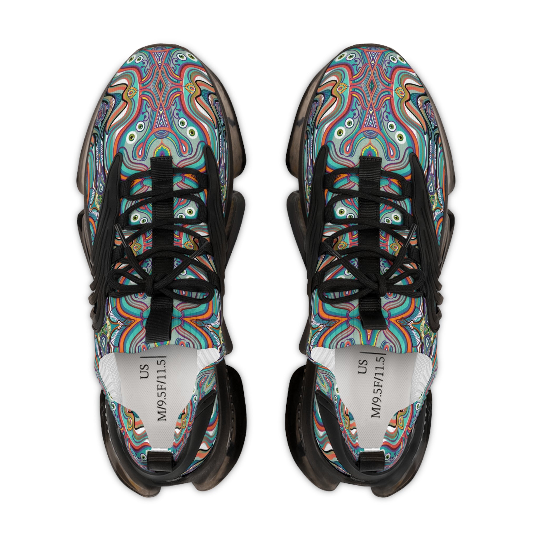 Men's Mesh Sneakers — Colorful Psychedelic Swirl Athletic Shoes #xc46097