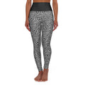 High-Waist Yoga Leggings — Monochrome Geometric Mandala Print #ml32