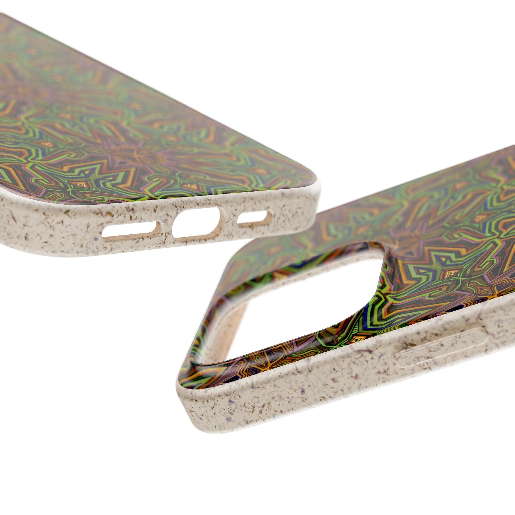 Biodegradable Phone Case — Earthy Green Kaleidoscope Pattern #c3