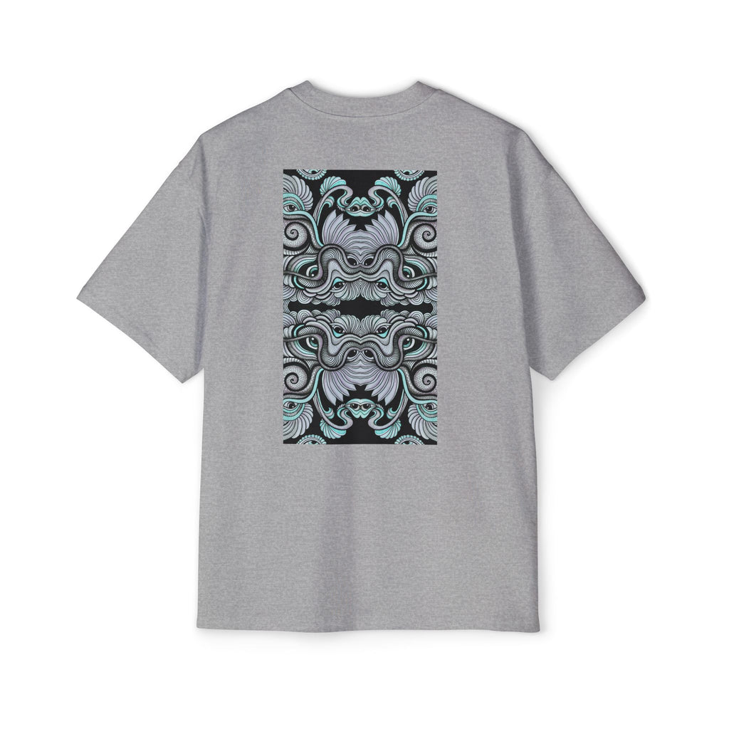 Men's Oversized Tee — Geometric Wave Pattern Diamond & Back Panel Graphic #gwp21