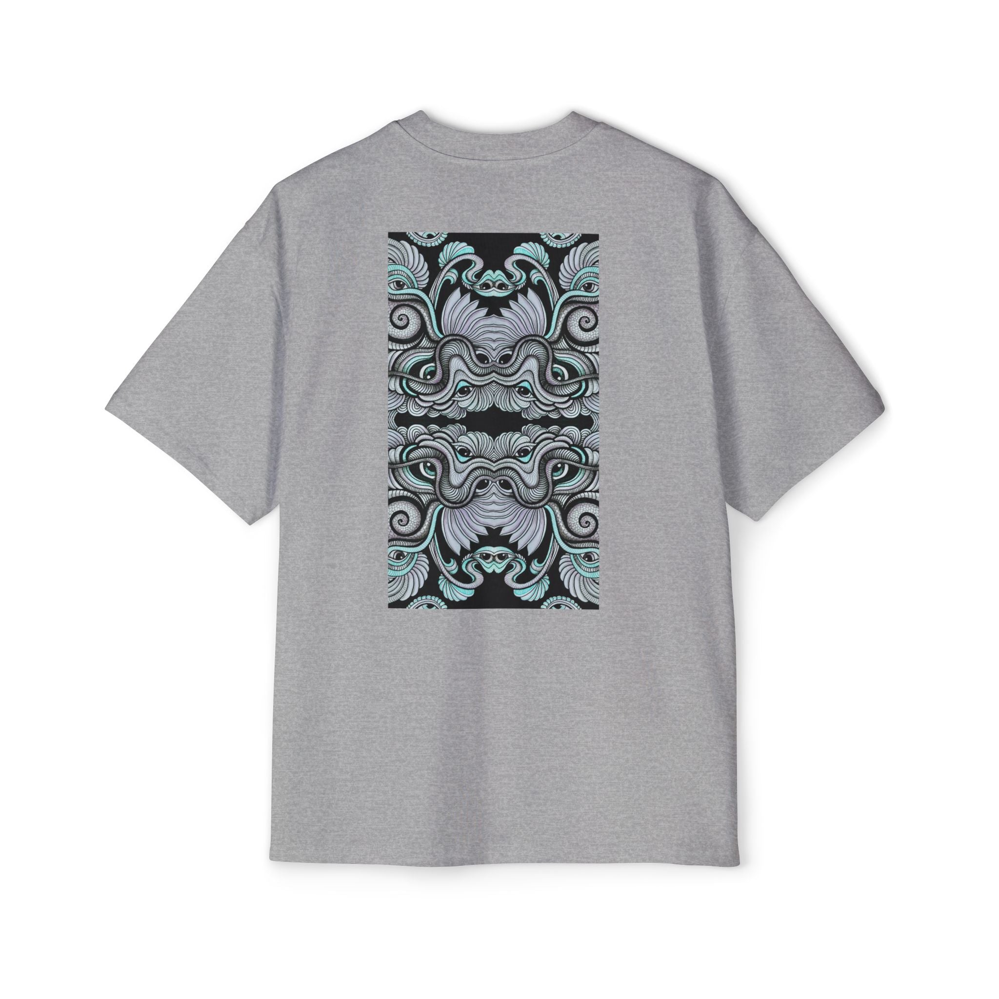 Men's Oversized Tee — Geometric Wave Pattern Diamond & Back Panel Graphic #gwp21