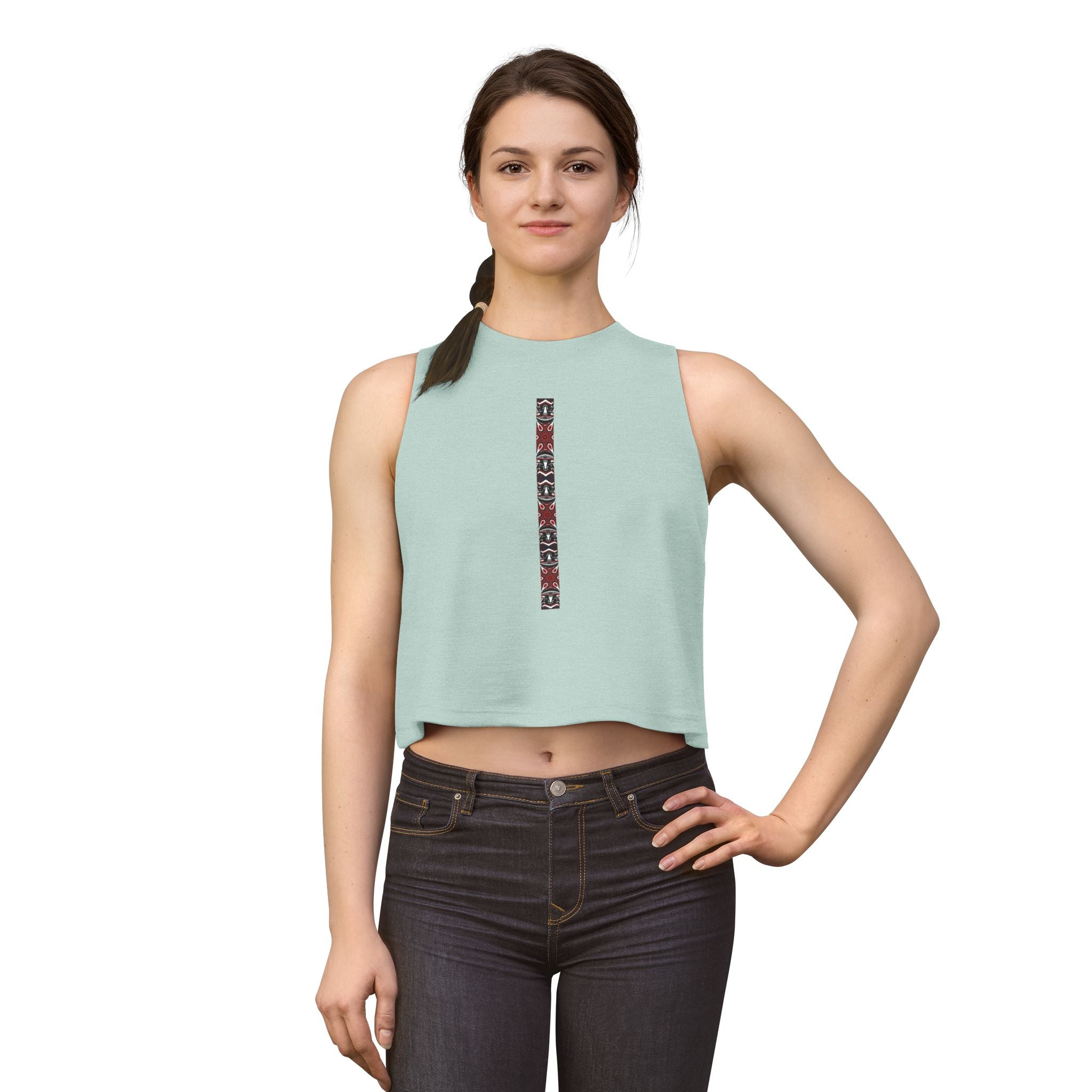Women's Crop Top — Minimal Vertical Tribal Stripe Graphic #h987542456