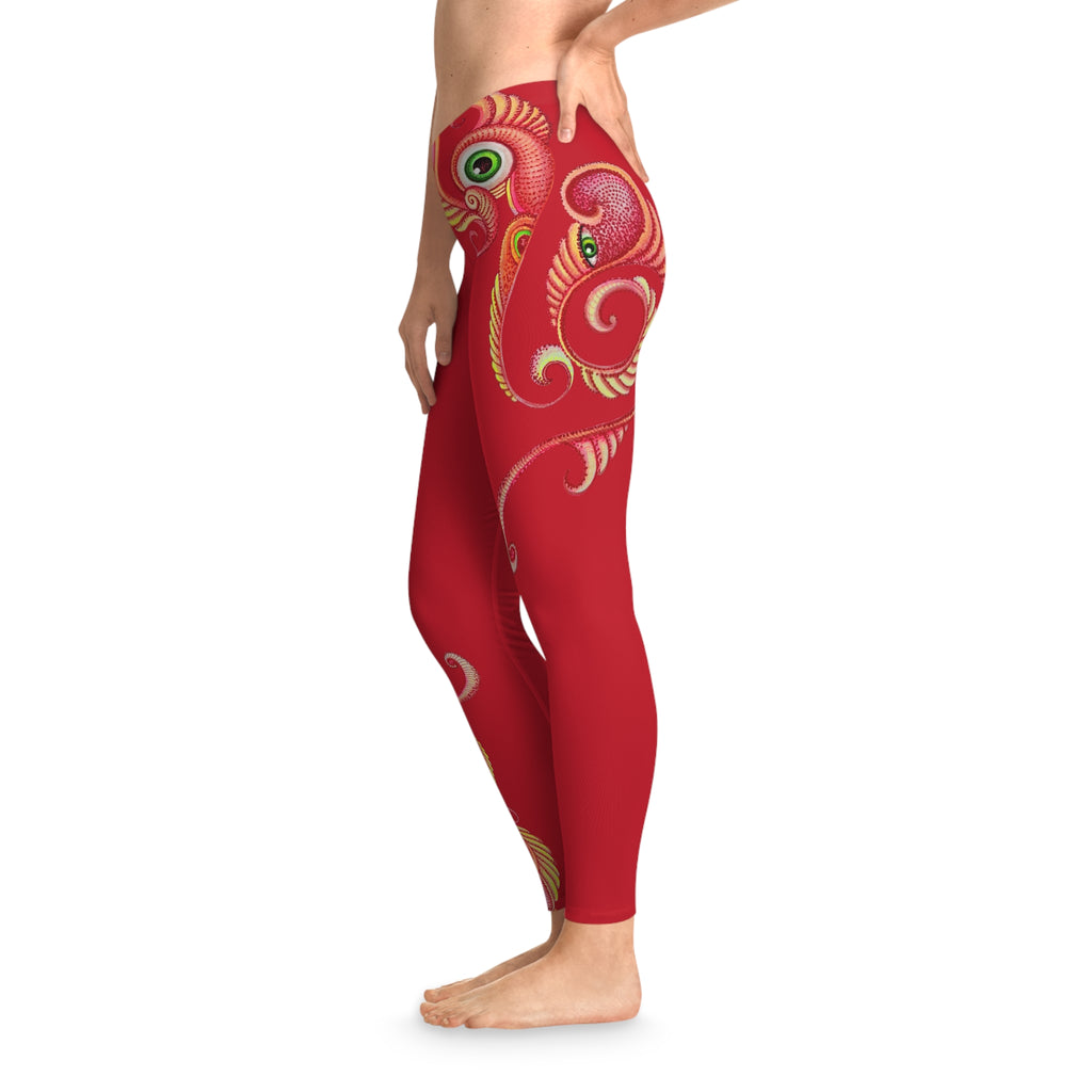 Mandala Accent Leggings — Black Stretch Yoga Pants with Subtle Tribal Corners #hfo7623