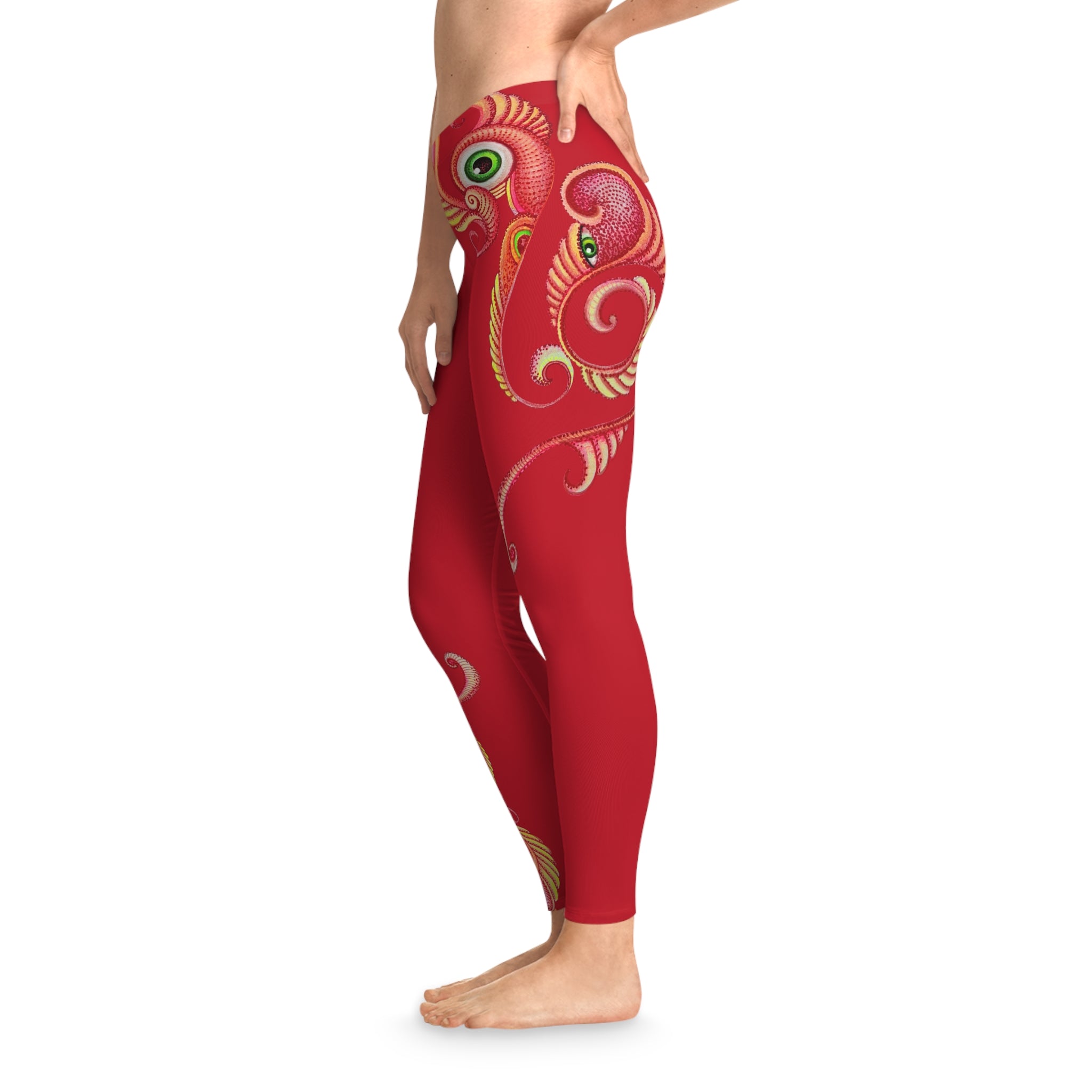 Mandala Accent Leggings — Black Stretch Yoga Pants with Subtle Tribal Corners #hfo7623