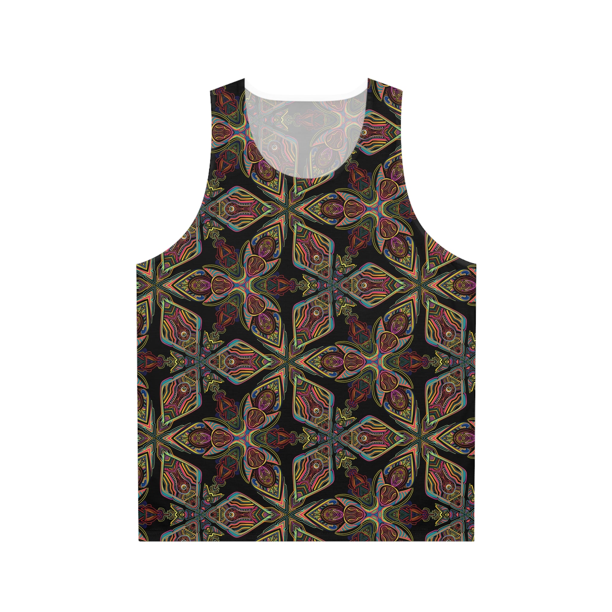 Kaleidoscope Boho Tank Top — All-Over Psychedelic Floral Print #kh009665