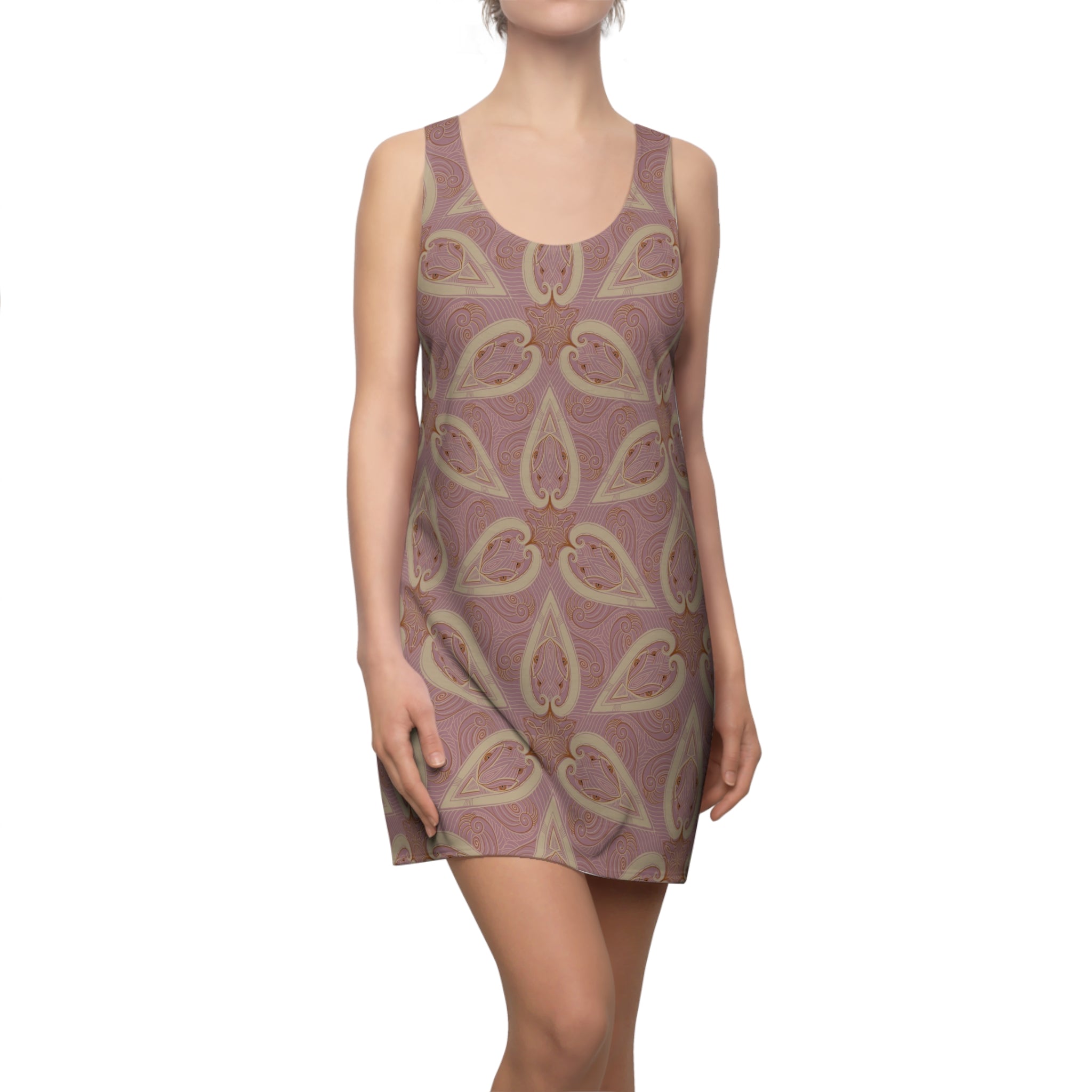Pink Paisley Racerback Dress — Boho Floral All-Over Print #s120864