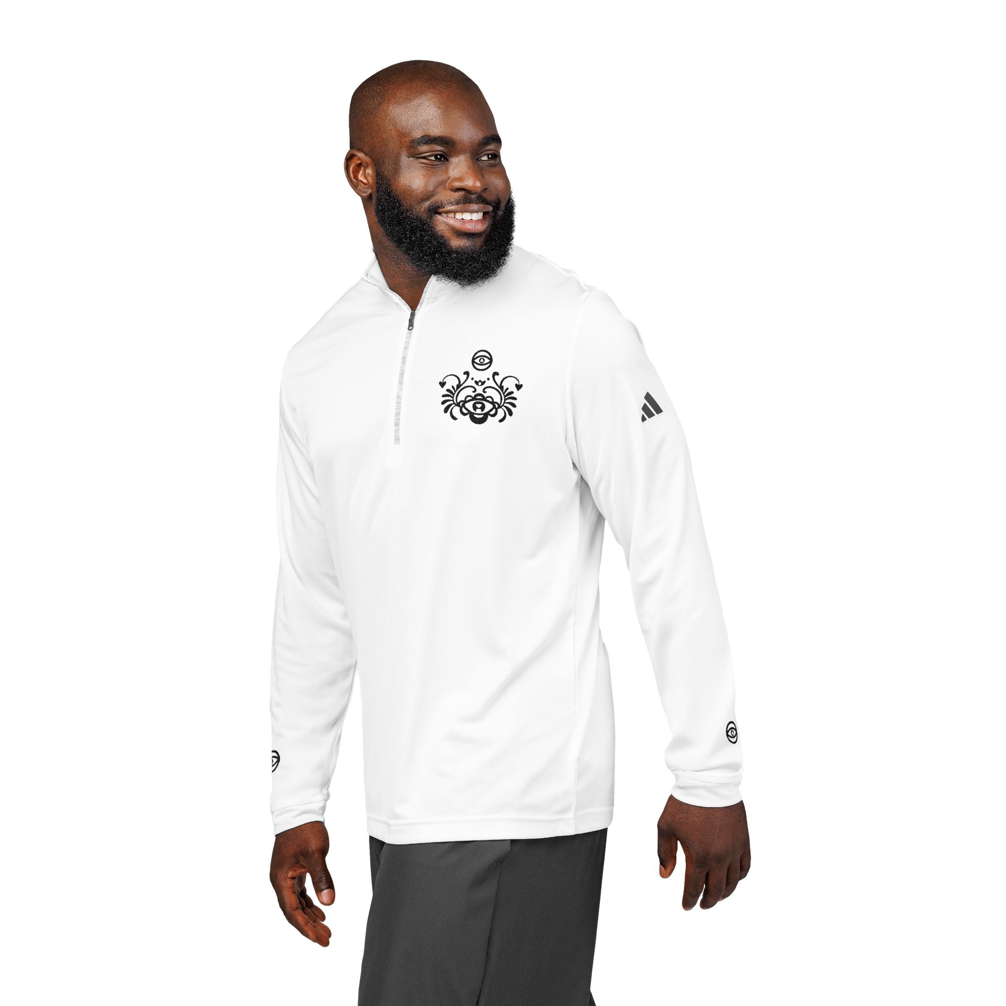 Embroidered Quarter-Zip Pullover — Adidas® Athletic Golf Top #s234513
