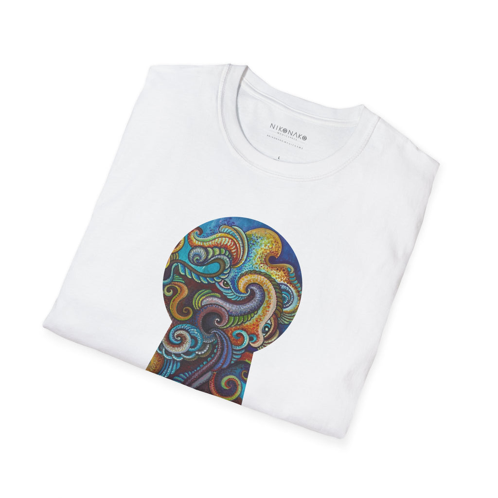 Psychedelic Keyhole T-Shirt — Colorful Swirl Art Tee #tsc8765