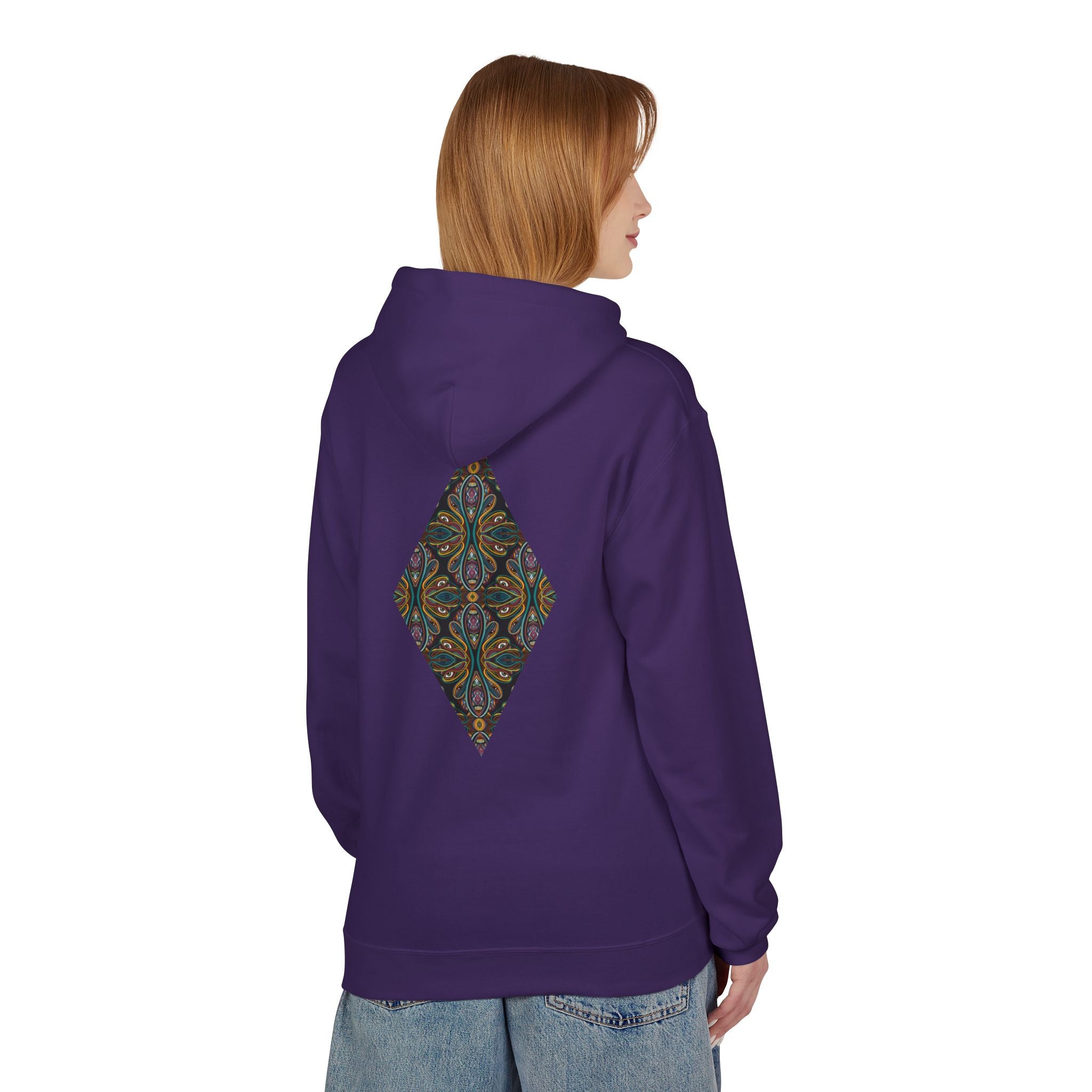Geometric Mosaic Triangle Hoodie — Decorative Pattern Pullover #i865678