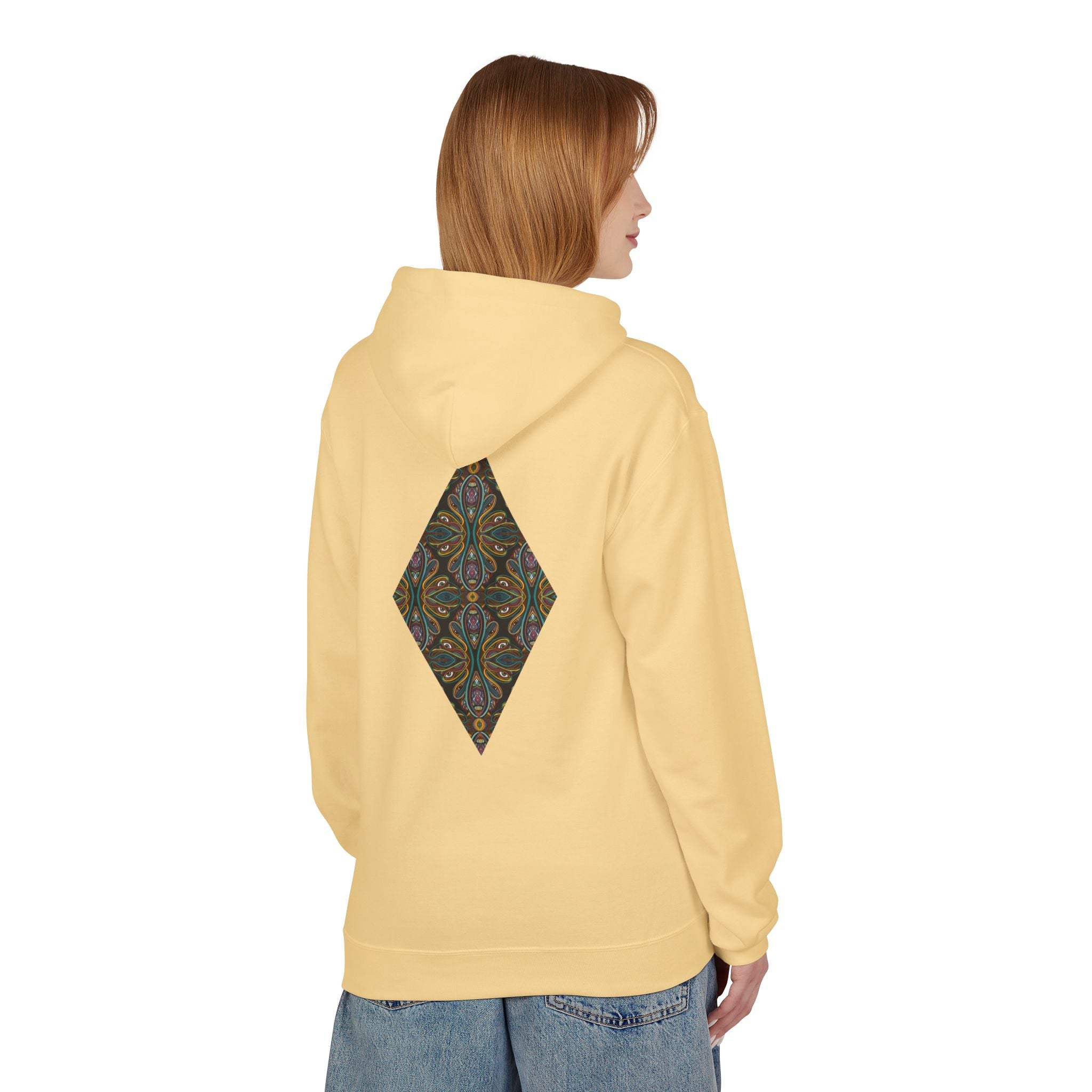 Geometric Mosaic Triangle Hoodie — Decorative Pattern Pullover #i865678