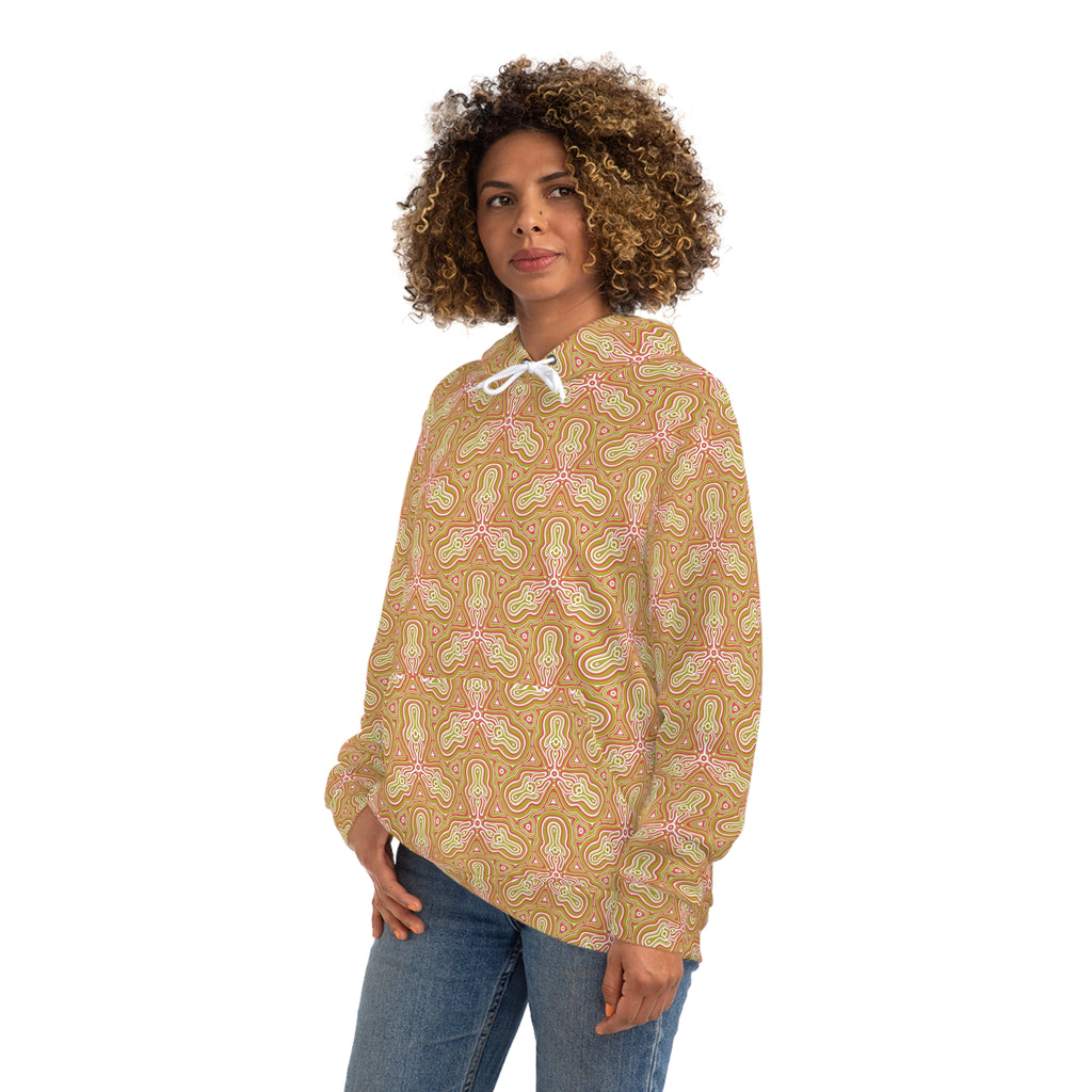 Retro Floral All-Over-Print Hoodie — Peach Paisley Pattern, Boho Casual Pullover #h700757