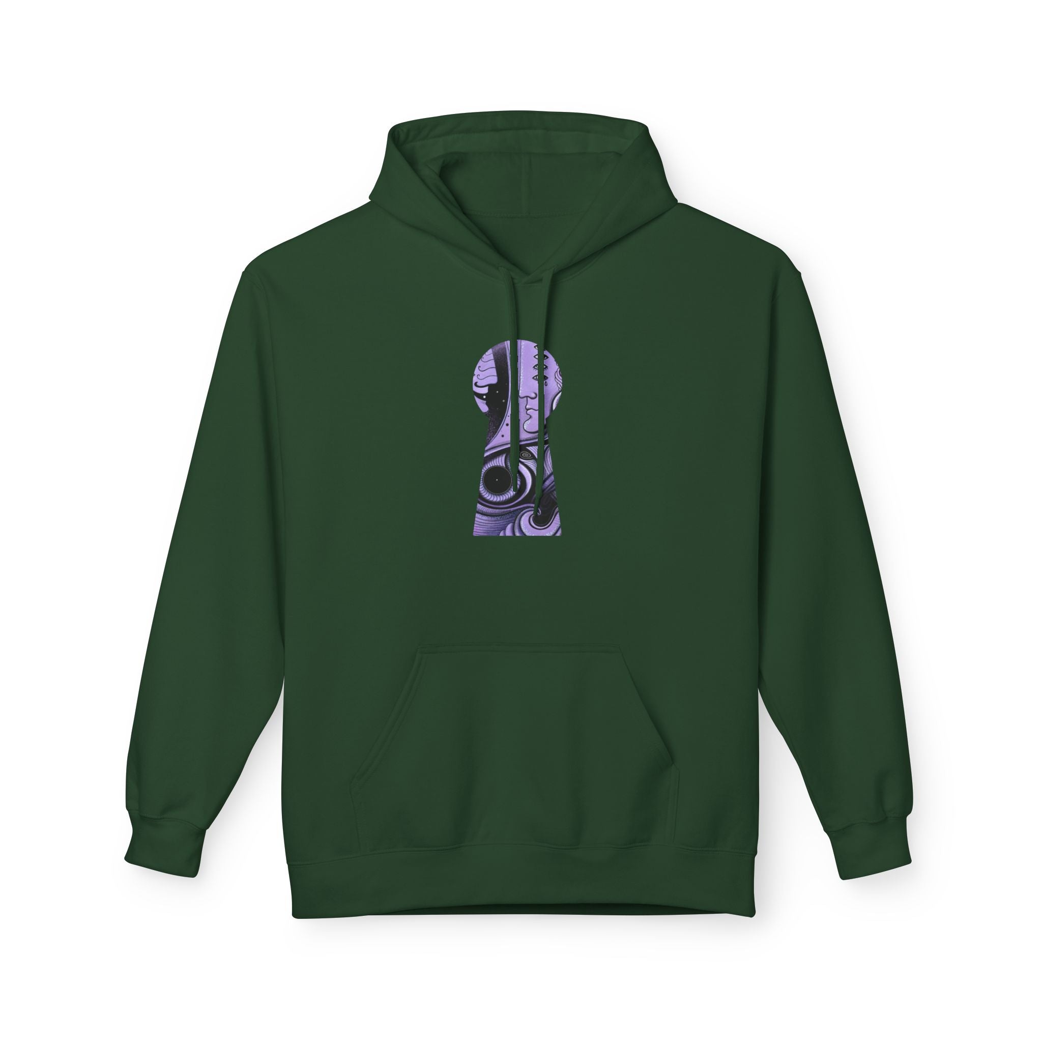 Purple Psychedelic Guitar Art Hoodie | Keyhole Front, Circular Back Design