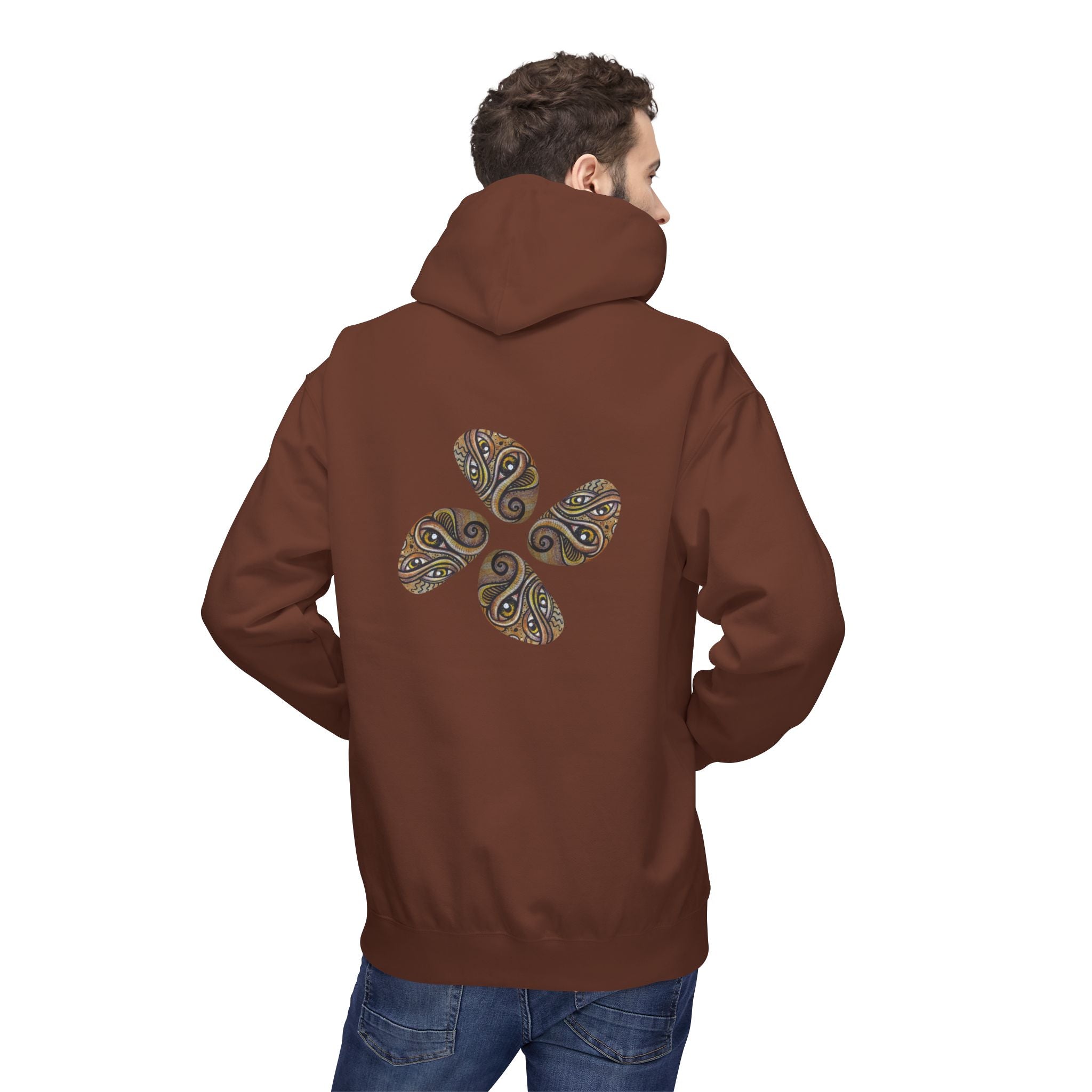 Leaf Pattern Hoodie — Boho Tribal Feather Design Pullover #f8635678