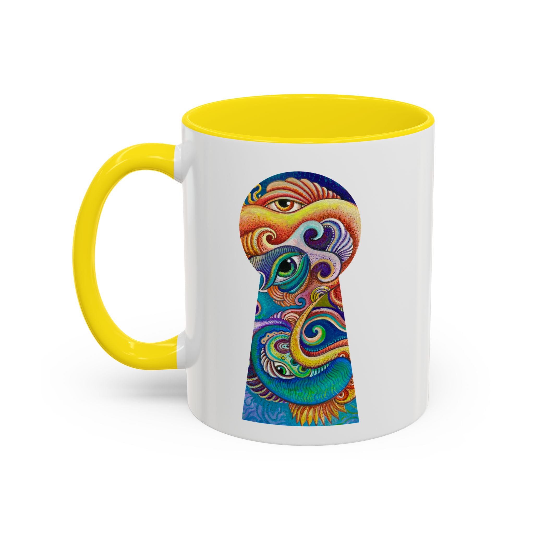 Colorful Abstract Fish Circle Mug | Accent Coffee Mug
